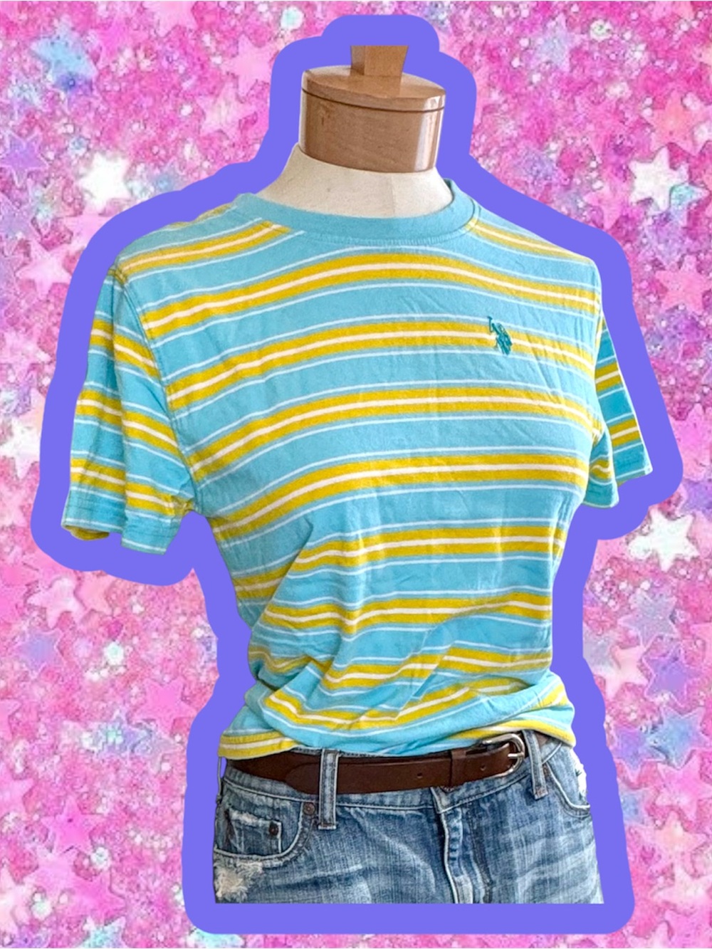 US polo assn rugby striped tshirt S M kids 14 16 Ralph Lauren preppy baby tee